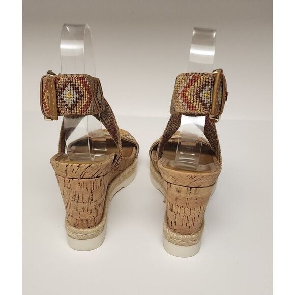 WHITE MOUNTAIN Women's Pearl Espadrille Wedge Sandal Shoe Tan Brown Aztec 8.5M - Picture 8 of 12